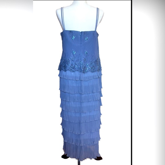 Blue Embellished Tiered maxi Dress for Cocktail Celebration or special occasion - Picture 6 of 13